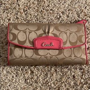 Pink and Tan Coach Wallett